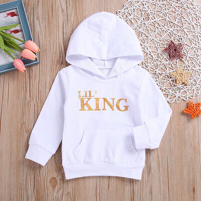 

Children Boys And Hirls Printed Hooded Long Sleeves Black And White Fashion Wild Sweater
