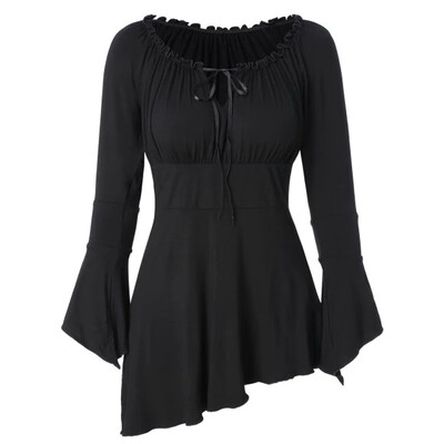 

Tailored Women Plus Size T-shirt Tops Asymmetrical Bell Sleeve Fashion Blouse Tunic