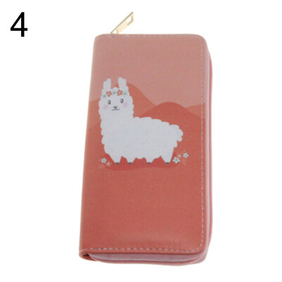 

Cartoon Alpaca Women Faux Leather Long Wallet Zipper Clutch Card Holder Purse