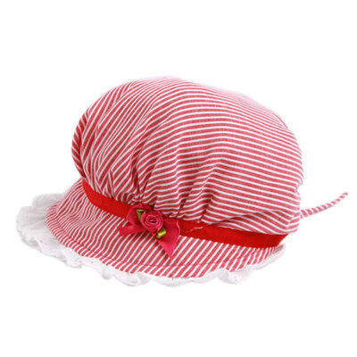 

Summer Baby Girls Lace Cotton Flower Stripe Cap Kids Cute Flower Sun Visor Bucket Hat