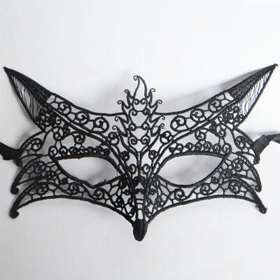 

1PC Black Sexy Masquerade Fox Mask Cutout Lace Mask Halloween Masquerade Lady Fox Mask