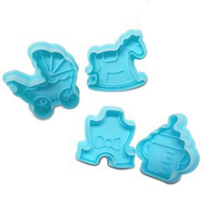 

4PcsSet Cake Fondant Sugarcraft Cookies Decorating Plunger Cutter Moulds Baby Nipple Dress