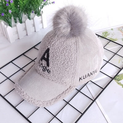 

Childrens hat autumn&winter baseball cap big-hair ball babys tongue cap babys warm hat corduroy corduroy hat