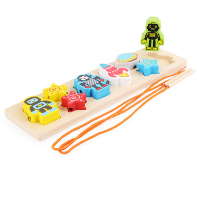 

YIWULA Educational Wooden Space Shaped Beaded Matching Board Building Block Toys