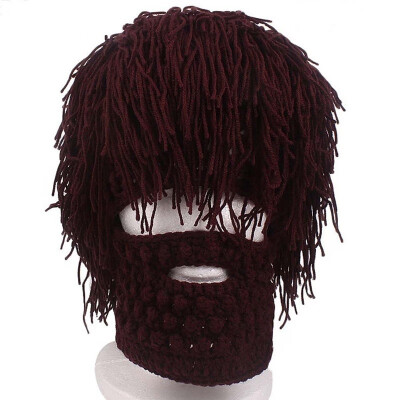 

New Handmade Knitted Men Winter Crochet Mustache Hat Beard Beanies Face Tassel Bicycle Mask Ski Warm Cap Funny Hat Gift