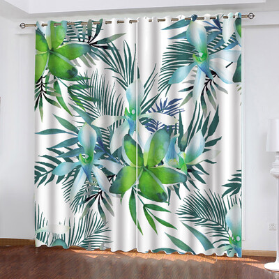 

Gobestart Nordic Plant Series Printing Curtains Living Room Bedroom Blackout Curtains