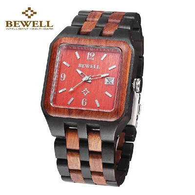 

Luxury Square Dial Unique Hypoallergenic Wooden Wristwatch Red Sandalwood Ebony Maple Quartz Analog Unisex Watch with Calendar