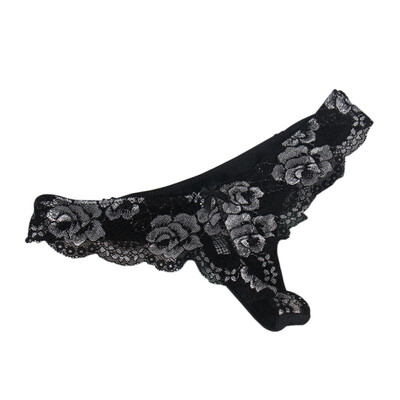 

Sexy Panties Women Embroidery Lace Transparent Brief Ladies Underwear Breathable Low Waist Crotch Panties