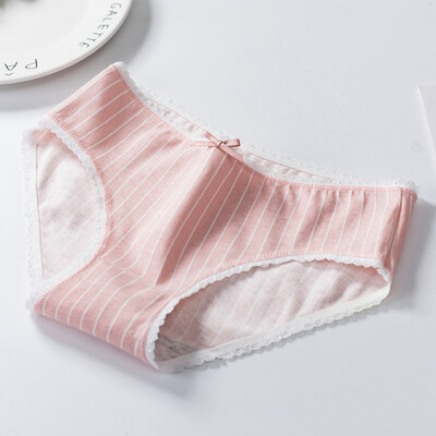 

2019 New Briefs Sweet Cotton Bow Simple Ladies Lace Briefs Girls Japanese Style Large Size Underpants