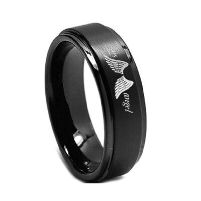 

Stainless Steel Wedding Band Rings Couple Jewelry Letter His Angel Her Cowboy for Women Men