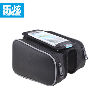 

Cycling Bicycle Bike Frame Front Top Tube Double Bag Pouch For 55in Mobilephone