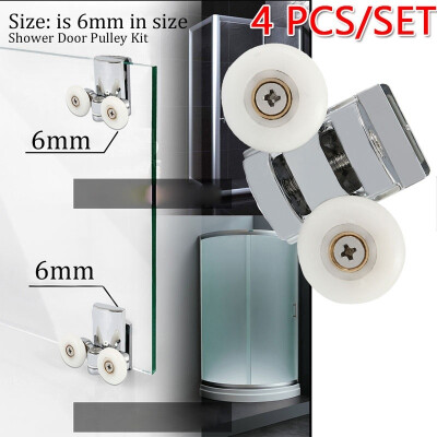 

4 Pcs Zinc Alloy Shower Door Twin Rollers Set 2 Upper&2 Lower Shower Door Twin Rollers Runners Shower Door Pulley Kit