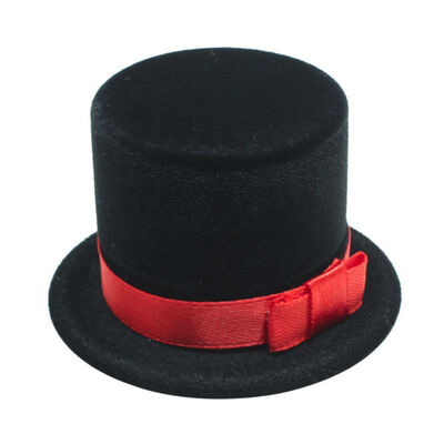

Fashion Formal Hat Shaped Jewelry Storage Boxes Solid Color Earring Ring Gift Box Velvet Lady Ring Organizer