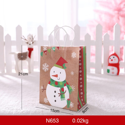 

Portable Christmas Gift Holders Tote Bags Kraft Paper Gift Wrapping Bags Containers For Festive Party Supplies