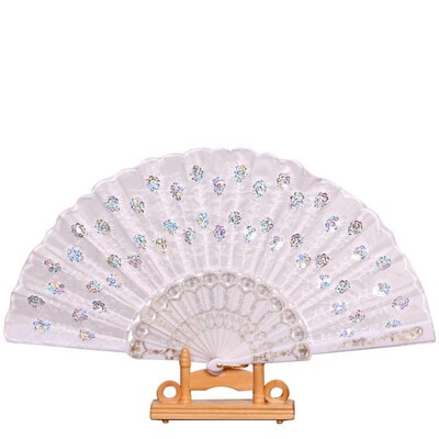 

Summer Women Girl Dancing Fan Elegant Plum peacock Flower Print Folding Hand Fans