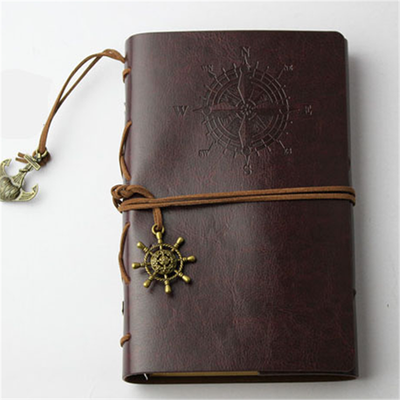 

Spiral Notebook Diary Notepad Vintage Pirate Anchors PU Leather Note Book Replaceable Stationery Gift Traveler Journal