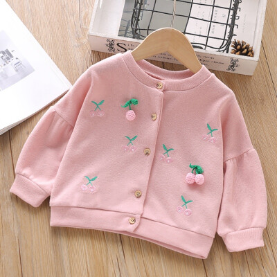 

Autumn Children Clothes Toddler Baby Kids Girls Jacket Cherry Button Girls Jacket Coat Kids Casual Outwear