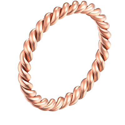 

Women Fashion Solid Rose Gold Stack Twisted Ring Engagement Wedding Jewelry Band Ring