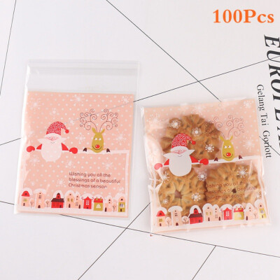 

100Pcs Cute Christmas Cookie Treat Bags Candy Gift Bags for Bakery Biscuit Chocolate Snacks Dessert Sweets Gifts Decor Supplies