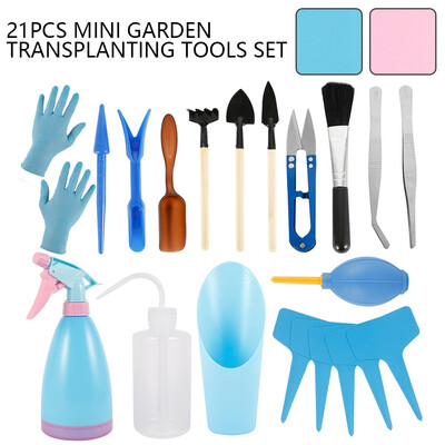 

21pcs Mini Garden Tools Set Miniature Planting Gardening Succulent Transplanting Kit Mini gardening supplies potted meat tools