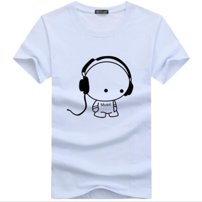 

High Quality Men Headset Cartoon Printed T Shirts Fashion Casual T Shirt Men Brand T-shirt Tee Shirt Plus Size