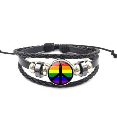 

Rainbow Pride Braided Wristbands Leather Bangle Pride Bracelet for Men Women