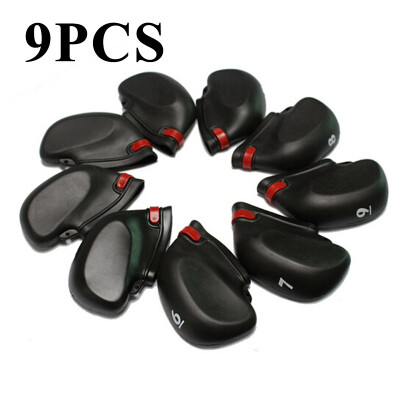 

9PcsSet Golf Club Cap Iron Putter Head Protect Covers PVC Sleeve Black Universa