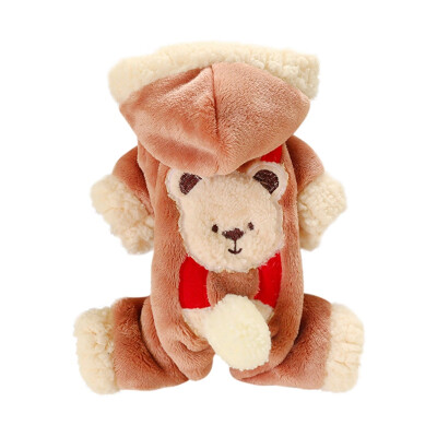 

Pet Autumn Winter Warm Cute Bear Pattern Cosplay Costume Fashion Coral Velvet Thickening 4 Legged Coat