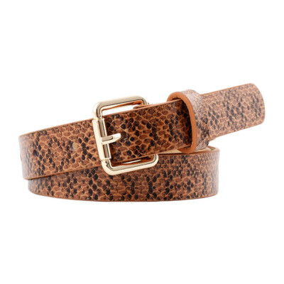 

Fashion Spring Winter Belt For Women New Retro Wild Long Section Buckle Porous Snake Print Thin Belts Women