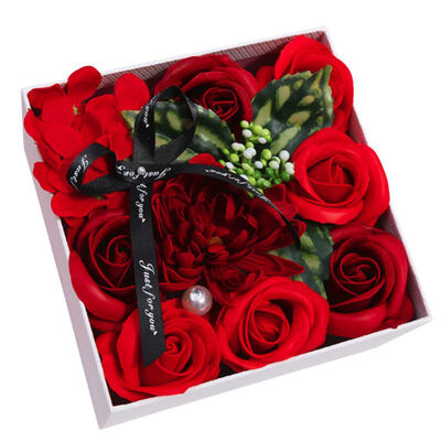 

Beautiful Simulation Rose Soap Flower Handmade Creative Flower Box Valentines Day Teachers Day Gift Home Festive Supplies
