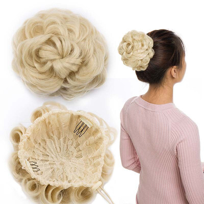 

Messy Hair Bun Chignons Synthetic Hair Extensions Wavy Updo Scrunchy Hairpieces