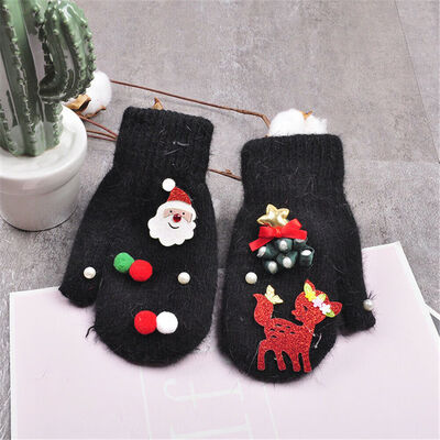 

XMAS Kids Boys Girls Plain Fleece Mittens Kids Baby Toddler Gloves Winter Warm