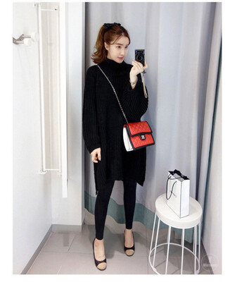 

2018 dongdaemong South Koreas new autumn winter Korean version of the long loose head of languid knitted sweater dress female