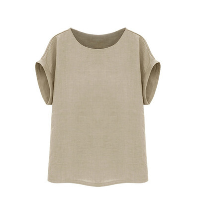 

Casual Short Sleeve Women Summer O-neck T Shirt Solid Color T-shirt Loose Unisex T-shirt