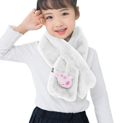 

Winter Cute Scarf Children Girls Plush Fur Scarf Cartoon Decor Collar Shawl Neck Warmer