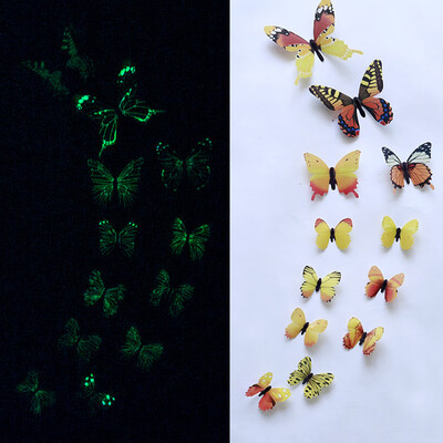 

Toponeto 12pcs Luminous Butterfly Design Decal Art Wall Stickers Room Magnetic Decor BU
