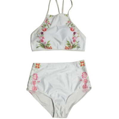 

2019 New Sexy Bikinis Women Swimsuit Print High Waisted Bathing Suits Swim Halter Bandage Push Up Bikini Set Swimwear Pro