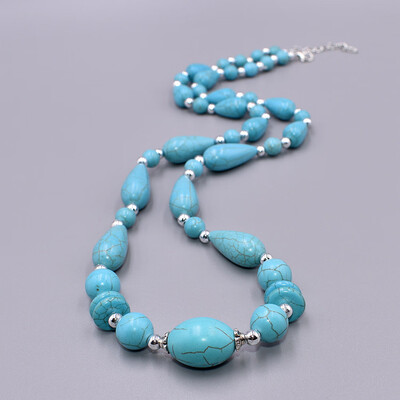 

Ladies Fashion Charm Bohemian Turquoise Beads Collar Bib Necklace Pendant Summer Women Beach Party Fine Jewelry Accessories