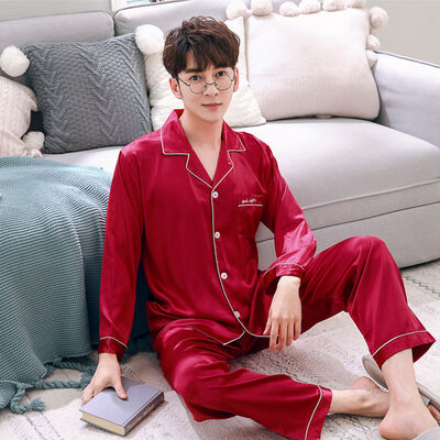 

Wholesale Couple Pajamas Sleepwear Nightgown Set Long Sleeve Autumn Silk Home Suit Turn-down Neck Plus Size Couple Sleepwear W1