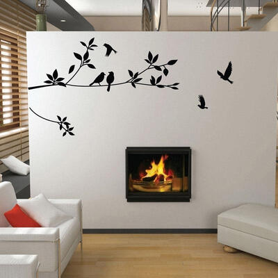 

Birds&ampBlack Tree Branches Mural Wall Sticker DIY Vinyl Art Decal Home Decor
