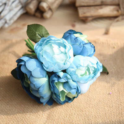 

Gobestart 1 Bouquet 6 Heads Artificial Peony Silk Flower Leaf Home Wedding Party Decor BU
