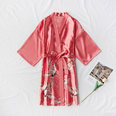 

Gobestart Women Pajamas Silk-Like Fashionable Crane Sexy Nightgown Bathrobe Sexy Underwear