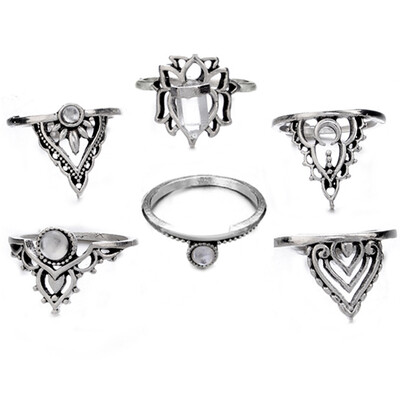 

Midi Ring Sets Carving Finger Rings for Women Lotus Flower Knuckle Ring Set For Women Anillos Mujer Jewellery