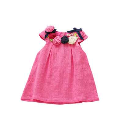 

Girls Summer Dresses 2019 Children Cotton Flower Printing Sleeveless Dresses Princess Cotton Dress Fashion Girls Clothing