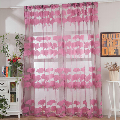 

Toponeto 1 PCS Leaves Tulle Door Window Curtain Drape Panel Sheer Scarf Valances
