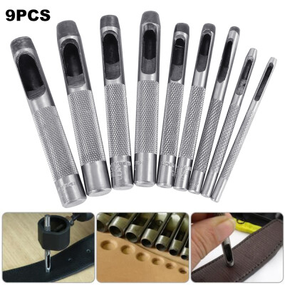 

9PCS 90mm Carbon Steel Hole Waistband Watchband Belt Hole Eyelets Punch DIY Flat Chisel Cutter Craft Hollow Punch Puncher Tool Set