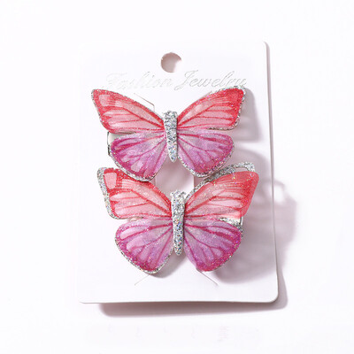 

New Baby Children Girl 2 Pcs Sets Hair Pin 9 Colors Sweet Candy Color High Quality Butterfly Grips Fashion Accessories Hairpin