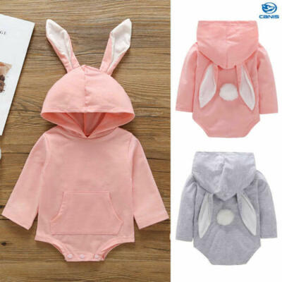

Newborn Baby Kid Girl Boy 3D Ear Hooded Long Sleeves Romper Tops Jumpsuit Outfit