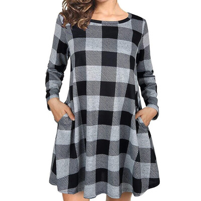 

Tailored Fashion Women Casual O-Neck Long Sleeve Casual Printed Mini Dress