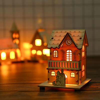 

Gobestart Small Wooden LED House Lighted Cabin For Party Wedding Decoration Christmas Toy